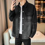 店主风刺绣纯棉夹克男秋季假两件牛仔外套B345-JK02-P130，男装工装外套，电商B345