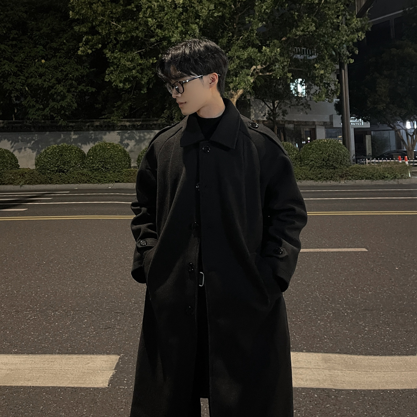 韩系中长款风衣宽松呢子大衣外套男F112-P125加棉P135,男装风衣,电商B345