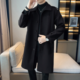 中长款风衣宽松过膝呢子大衣加厚外套男B358-F112-P125加棉P135，男装风衣，电商B345