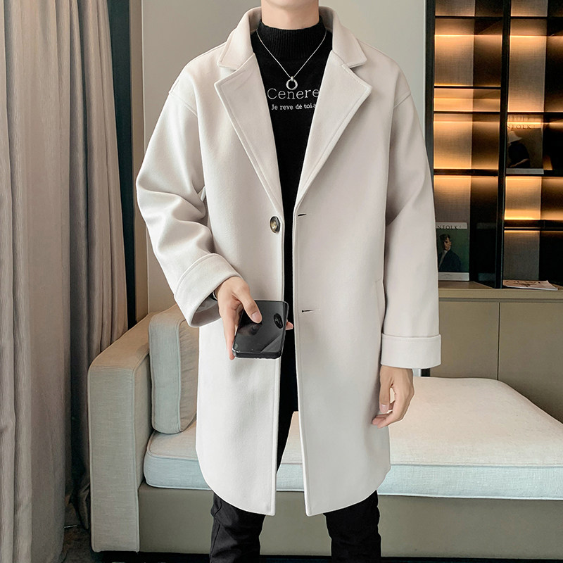 男士加厚中长款风衣宽松大衣秋毛呢外套B358-F107-P120加棉P130,男装风衣,电商B345