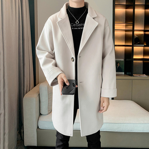 男士加厚中长款风衣宽松大衣秋毛呢外套B358-F107-P120加棉P130图片