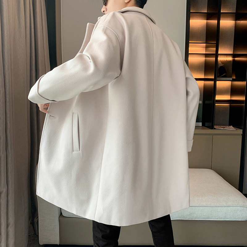 男士加厚中长款风衣宽松大衣秋毛呢外套B358-F107-P120加棉P130,男装风衣,电商B345