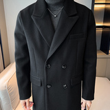 店主风毛呢大衣男宽松加长外套潮流风衣B358-F117-P125加棉P135，男装风衣，电商B345