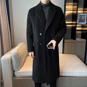 店主风毛呢大衣青年男宽松加长外套潮风衣B358-F117-P125加棉P135图片