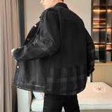 店主风刺绣纯棉夹克男秋季假两件牛仔外套B345-JK02-P130，男装工装外套，电商B345