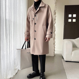 轻奢风秋季中长款大衣男宽松毛呢外套B358-F121-P125加棉P135，男装毛呢大衣，电商B345