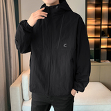 休闲印花夹克男秋季防水冲锋衣宽松连帽外套B345-JK06-P110，男装夹克，电商B345