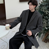 韩系中长款风衣宽松毛呢大衣男外套F120-P110加棉P120，男装风衣，电商B345