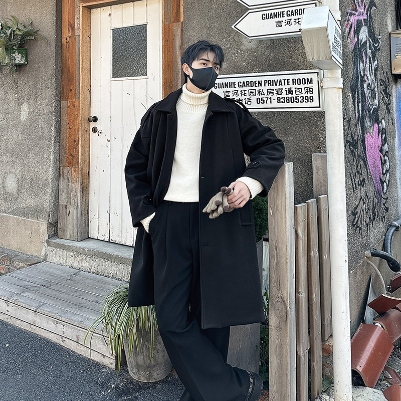 秋冬男士中长款风衣宽松过外套呢子大衣B358-F112-P125加棉P135，男装风衣，电商B345