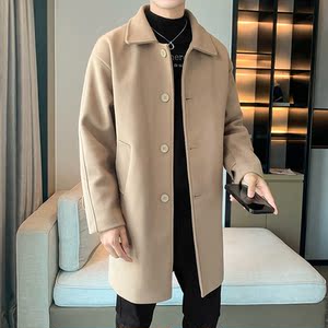 大衣男港风冬季风衣中长毛呢外套B358-F108-P120加棉P130图片