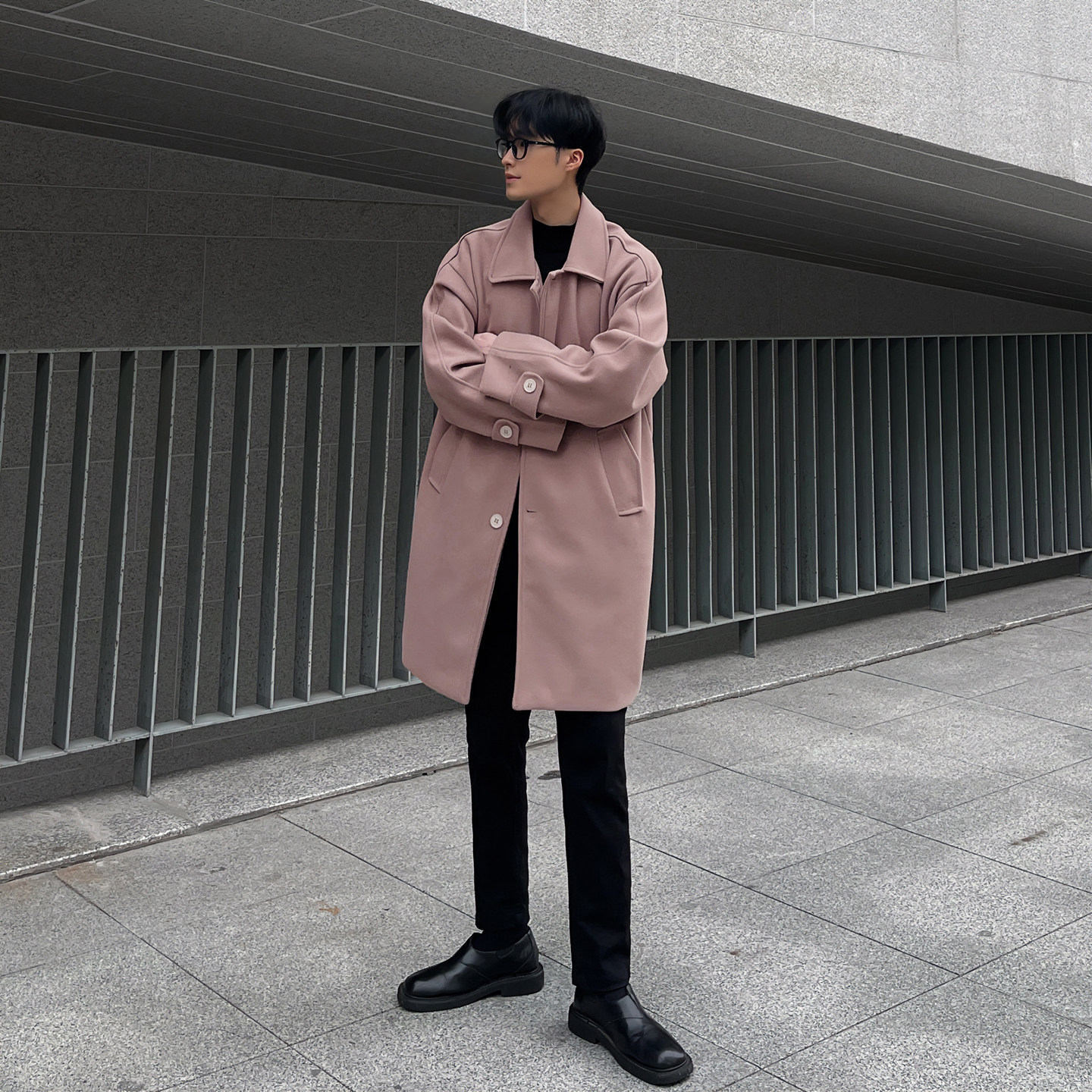 韩系风衣中长毛呢大衣男外套B345-F108-P120加棉P130,男装风衣,电商B345