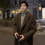 韩系毛呢大衣男宽松加长外套潮流风衣F117-P125加棉P135，男装风衣，电商B345