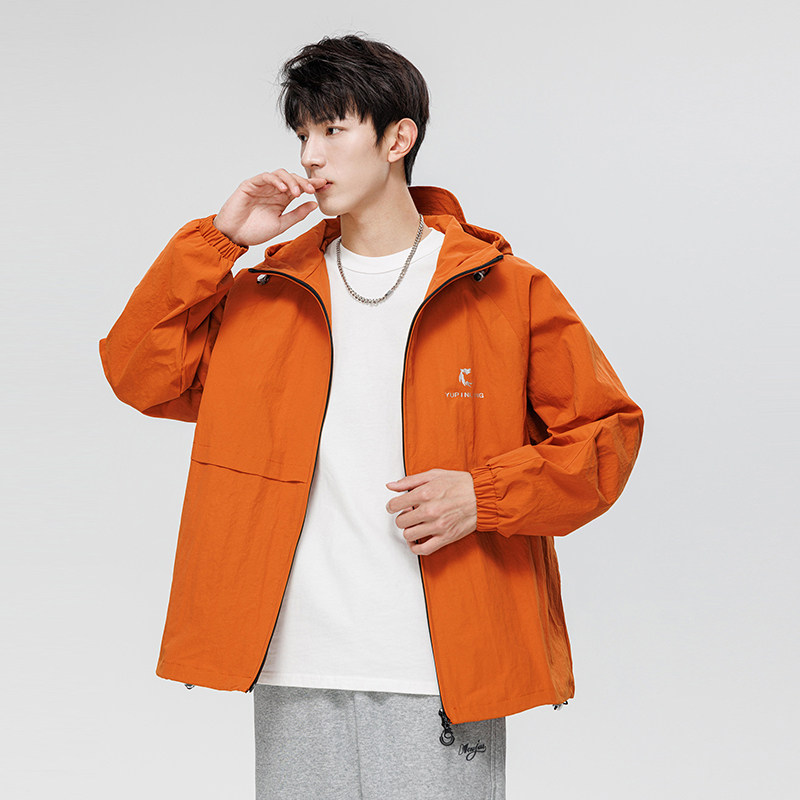 秋季防水冲锋衣薄款连帽外套白墙日系夹克男B345-JK05-P110，男装夹克，电商B345