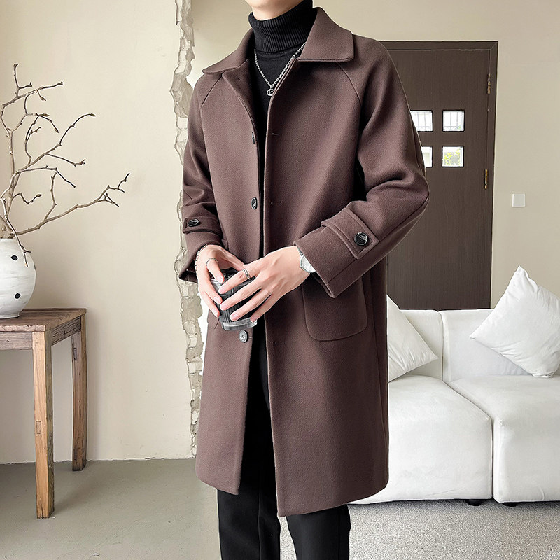 轻奢风中长款大衣男宽松毛呢外套B358-F118-P120加棉P130图片