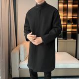 店主风加厚男士中长款风衣过膝毛呢外套B358-F113-P120加棉P130，男装风衣，电商B345