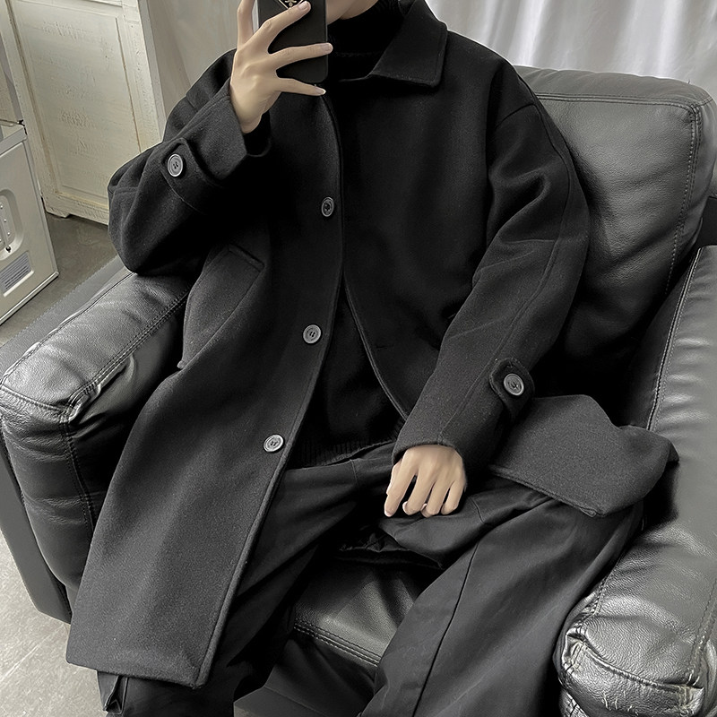 加棉加厚港风冬季风衣中长外套呢子大衣B358-F108-P120加棉P130,男装风衣,电商B345