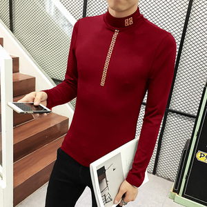 男秋冬T恤加绒打底衫加绒加厚修身高领潮B345-T65-P30图片