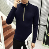 秋冬T恤加绒打底衫加绒加厚修身高领男潮B345-T65-P30，男装T恤，电商B345