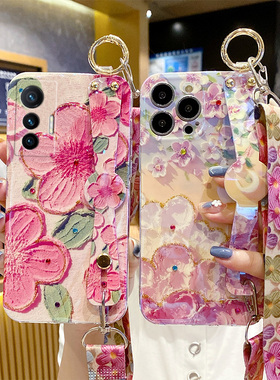 新款点钻花vivox80手机壳70女x60pro+带挂绳s15e可斜挎背X50腕带90网红s12软硅胶s18防摔s7e全包y73s小众适用