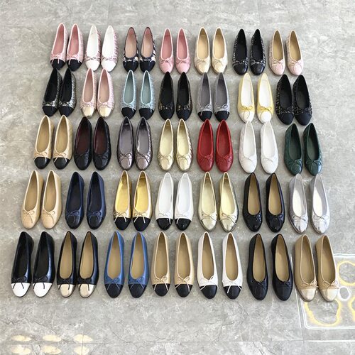小香C家真皮单鞋2025年新款浅口舒适圆头拼色蝴蝶结芭蕾舞平底 鞋