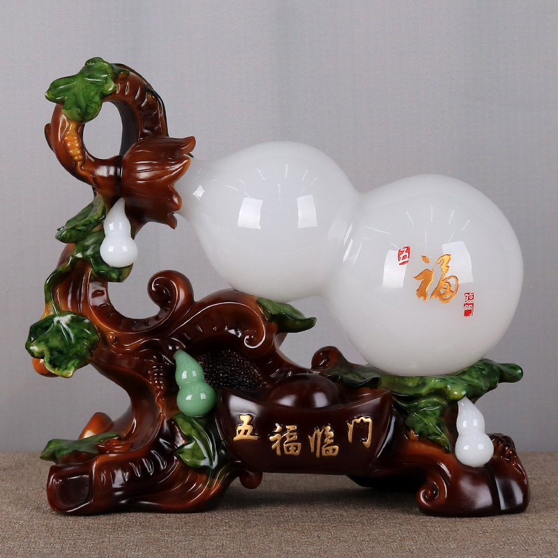 玉石葫芦摆件创意中式客厅玄关酒柜装饰品家里房间卧室摆设工艺品