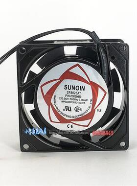 轴流风机SF8025AT散热风扇P/N2082HBL/HSL 220V机柜80*25mm