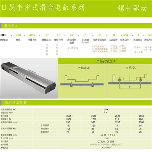 淄博电动滑台线性直线模组一般丝杠宽220MM行程900CM-fsks220-900