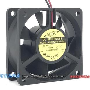 0.27A 12V 6CM双滚珠机箱散热风扇AD0612UB A71GL电源用6025