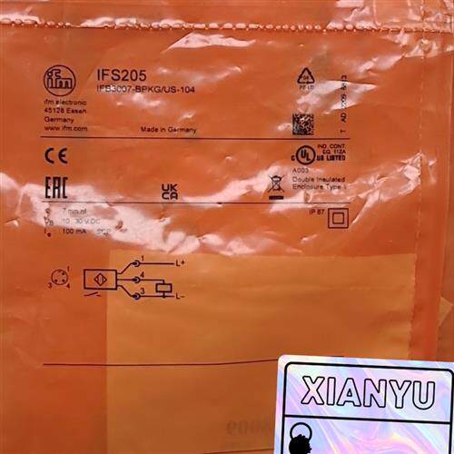 IFS205. 易福门接近开关。PNP模式感应距离7mm
