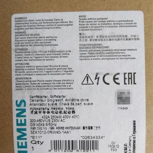 现货 3RW4075 6BB44 200千瓦KW软启动器3RW4075 6BB44原装
