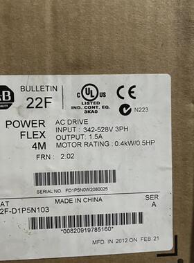 全新ab变频器22F-D1P5N103 特价