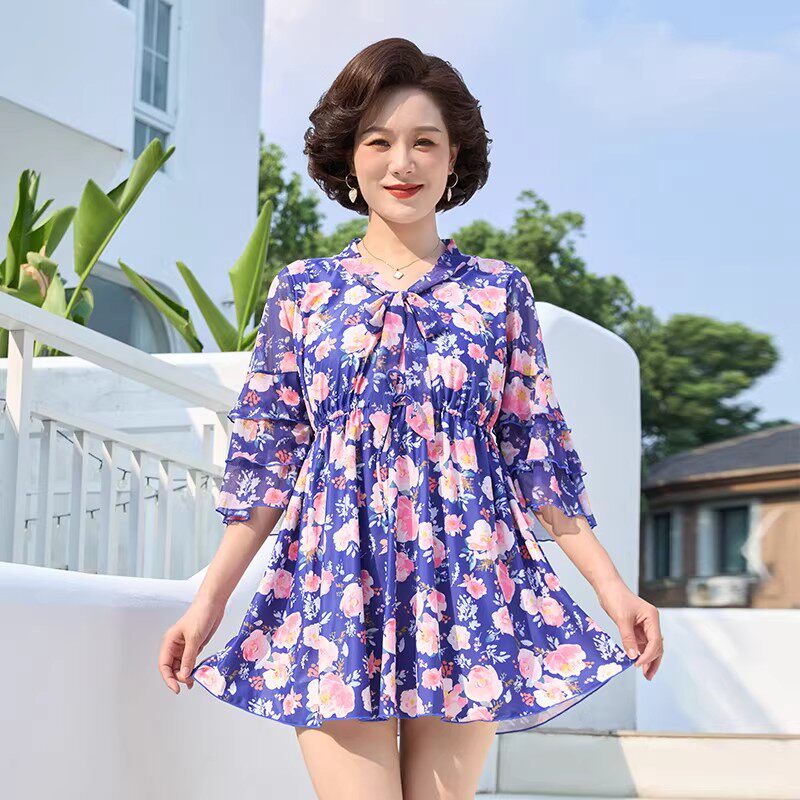 泳衣女中年妈妈分体2026年新款大码显瘦胖mm中老年保守泡温泉泳装