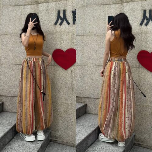 超垂感花苞阔腿裤女度假慵懒复古2026夏季薄款高腰宽松碎花灯笼裤
