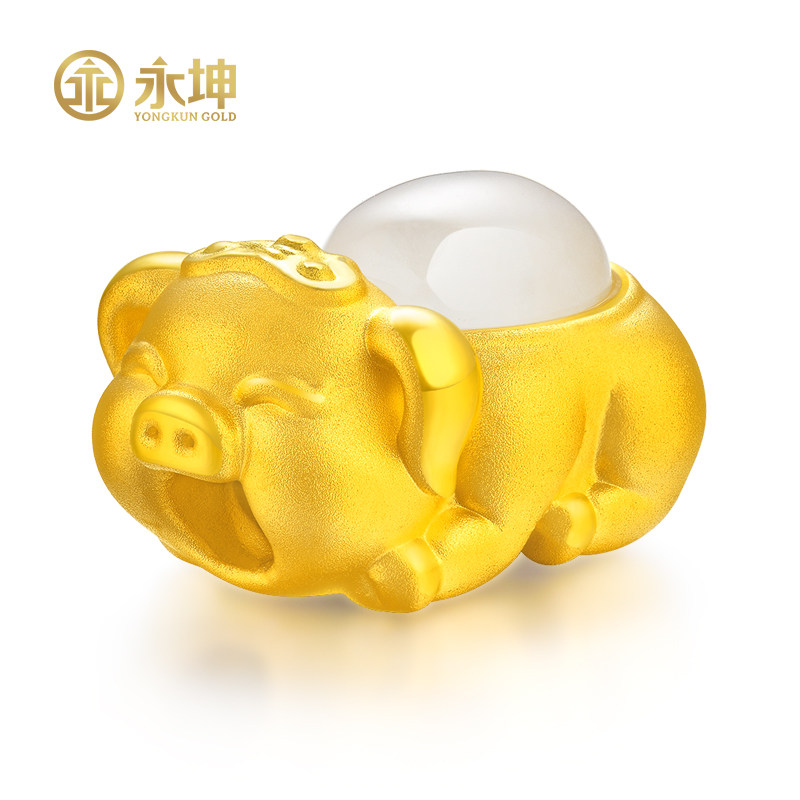Yongkun gold Jade Passepartout Sufficient gold 999 Set Nephrite  Piggy Ruyi Zodiac Zodiacal Gifts DIYin the Jewelry/Diamond/Jade/Gold , And nephrite , Choker  category - from Buy2taobao.com to provide professional Taobao agent buy service