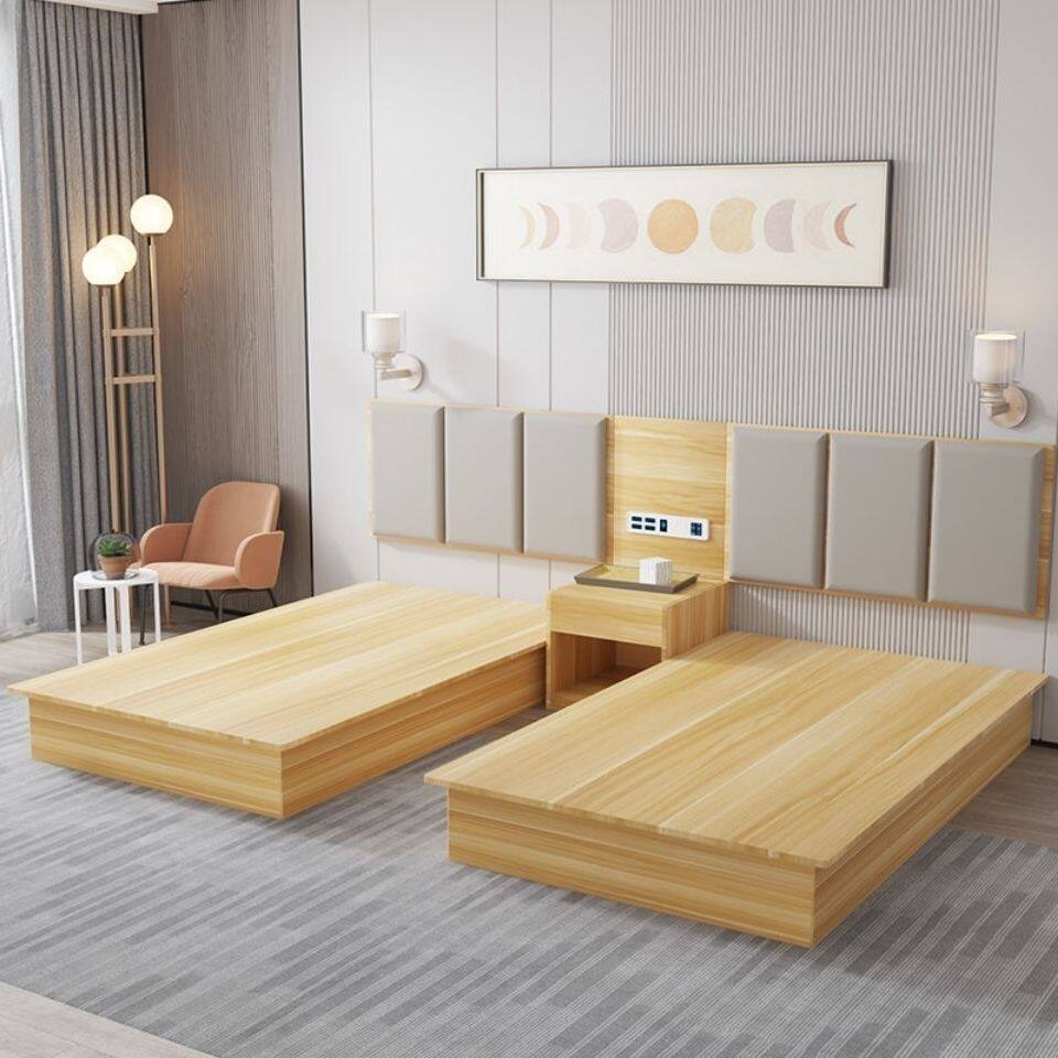 宾馆床酒店家具标间单间全套定制出租房床民宿公寓单双人床旅馆床