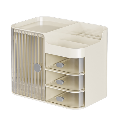 化妆品收纳盒桌面高级带盖置物架护肤品梳妆台抽屉口红化妆刷分格