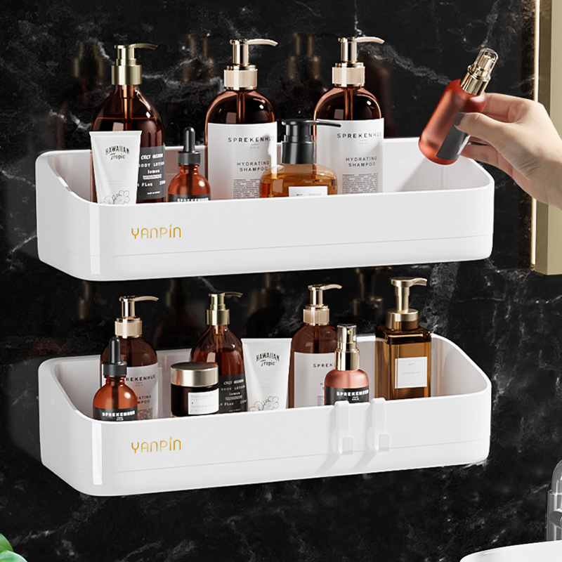 卫生间置物架免打孔浴室壁t挂式洗手间洗漱台收纳神器塑料用品大