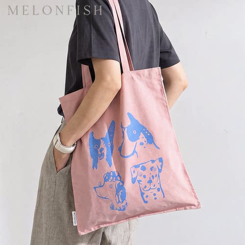 【狗狗俱乐部】MELONFISH夏季轻薄撞色尼龙印花大容量单肩帆布包