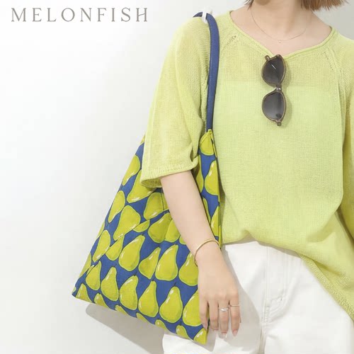 【万梨挑一】Melonfish多巴胺撞色水果日本棉麻帆布三角托特包