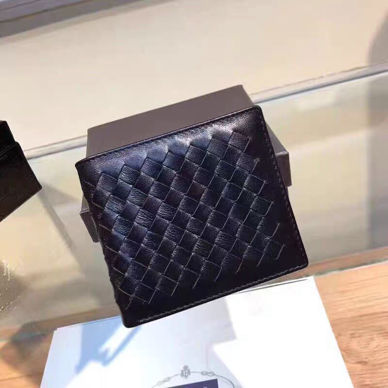 真皮B1V编织男士钱包小羊皮多钱包