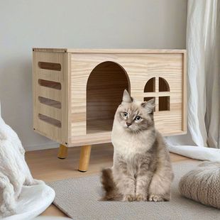 实木猫窝狗窝猫咪房子泰迪熊小狗窝兔子小型犬实木窝大型犬舍四季