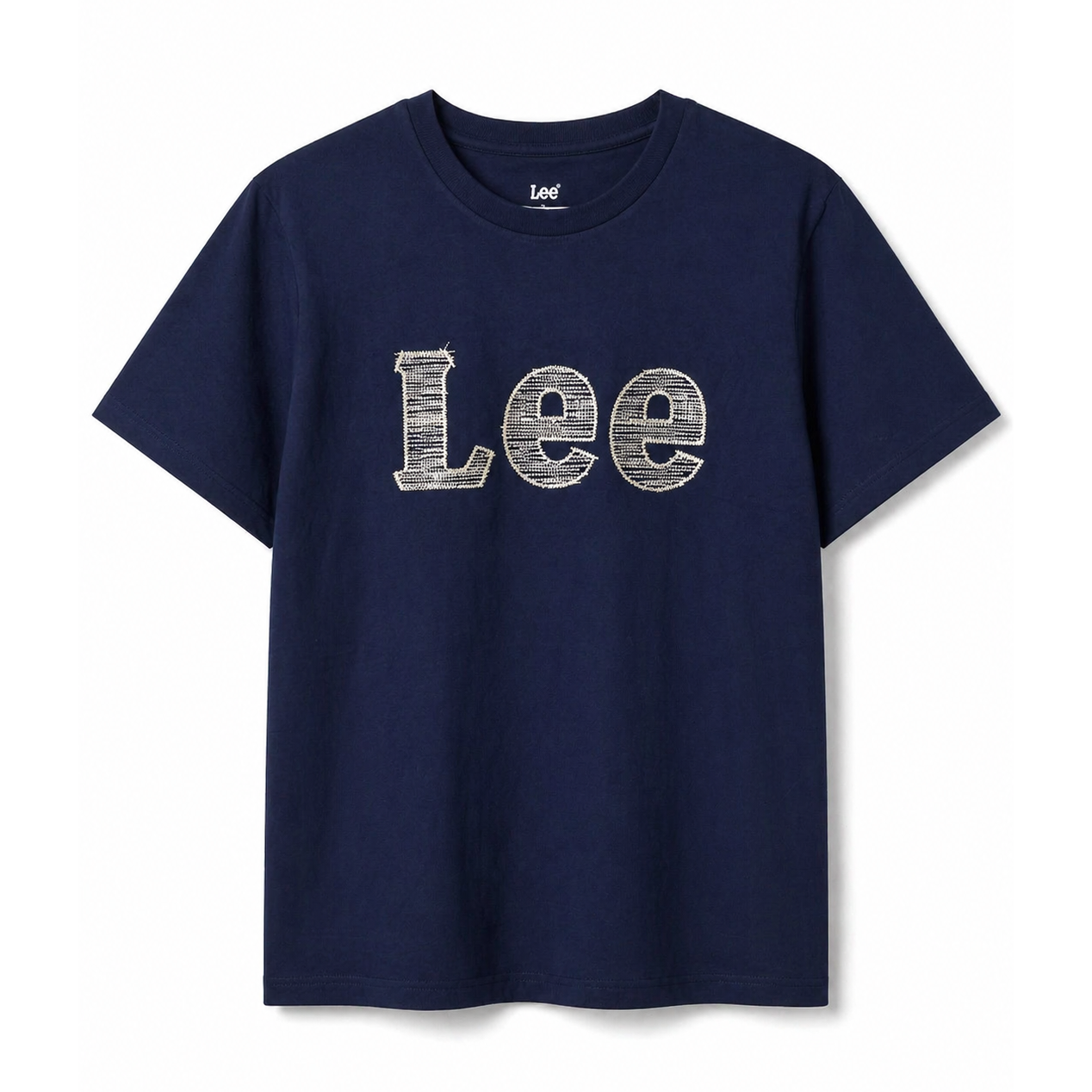 Lee春夏新款深蓝色刺绣logo圆领短袖T恤LMT0101683RX00F-A05179