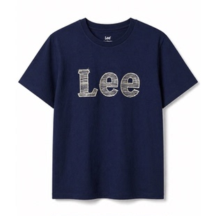 Lee春夏新款深蓝色刺绣logo圆领短袖T恤LMT0101683RX00F-A05179