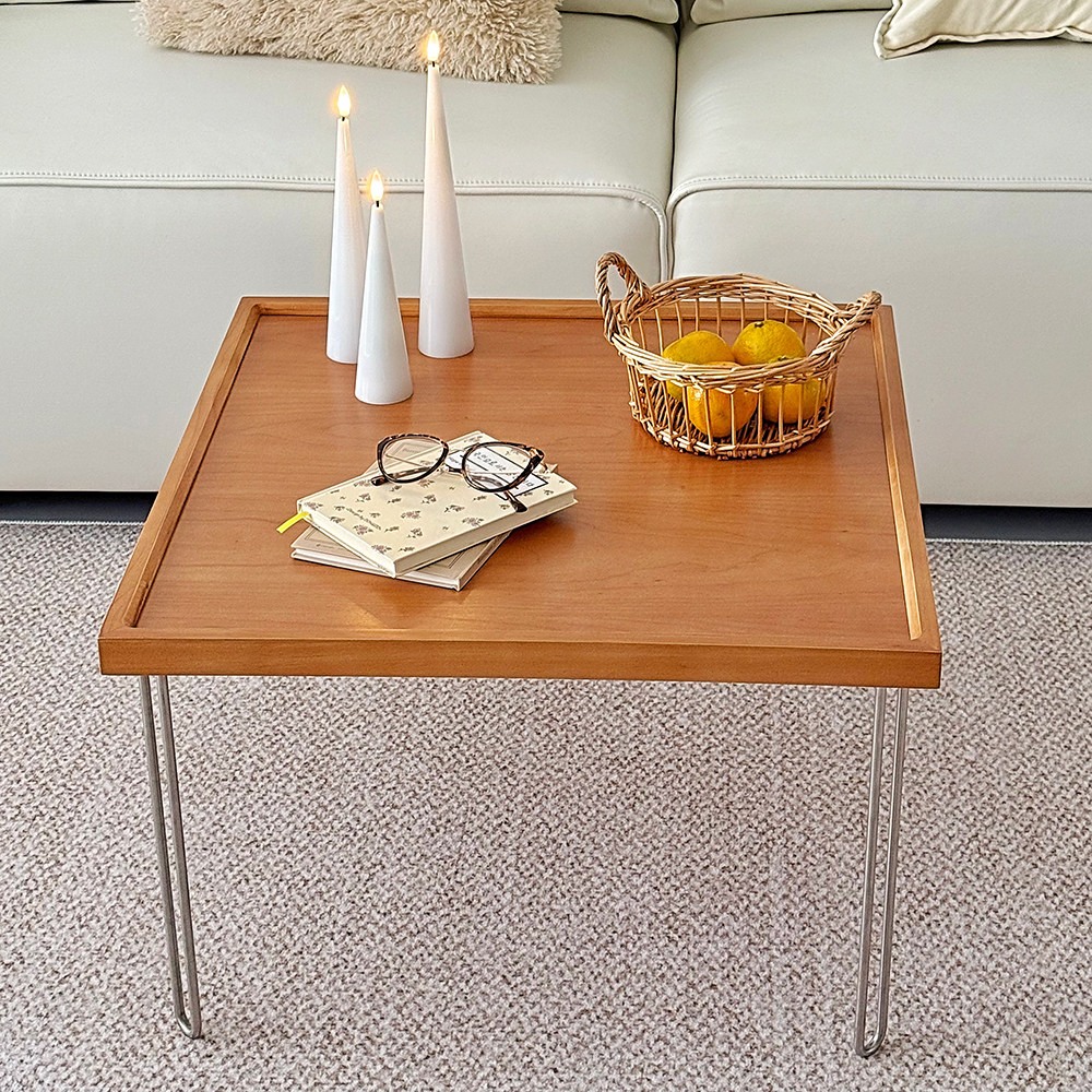 茶几客厅ins实木小户型中古风北欧简约不锈钢边几角几包豪斯方形,住宅家具,茶几,淘宝优惠券,粉丝福利购,淘宝优惠卷