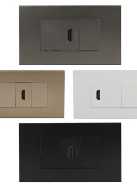 118型小号HDMI插座灰色高清免焊直插带延长线弯头L型hdmi面板黑色