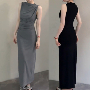 收腰显瘦设计感小众连衣裙 气质褶皱无袖 2026春夏新款 时尚