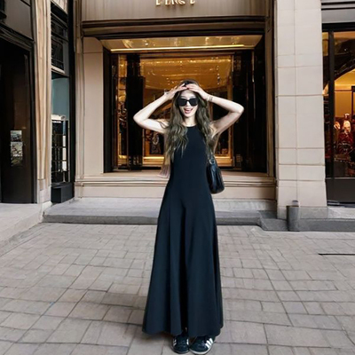 【棉罗纹高品质】2025春夏显瘦随性大摆量纸片人针织连衣裙