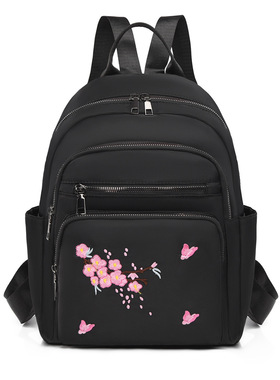 新款刺绣女士简约双肩包轻便大容量包包多分层旅行通勤双肩背包