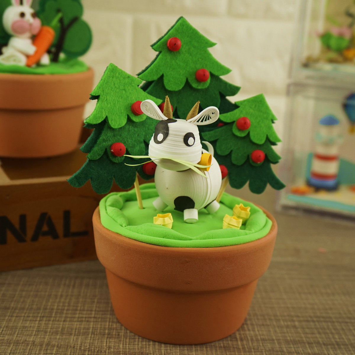 幼儿园亲子小学手工作业牛年生肖立体动物diy衍纸基础材料包套装