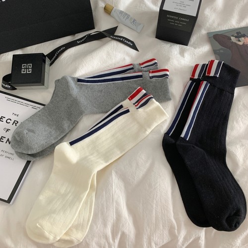 潮牌tb袜欧货后跟布标中筒袜